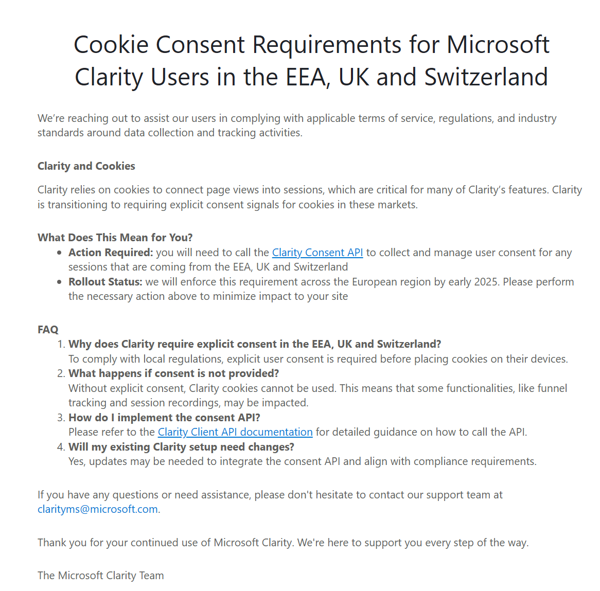 Microsoft Clarity Cookie Consent Requirements